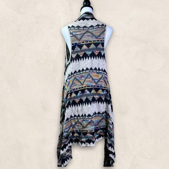 MAURICE'S Bohemian Sweater Vest Navy Cream Multi Color Size Small/Medium - Picture 7 of 9
